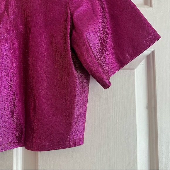 Ripley Radar Matte Fucsia Sequin Short Sleeve Boxy Top Medium - Picture 4 of 8